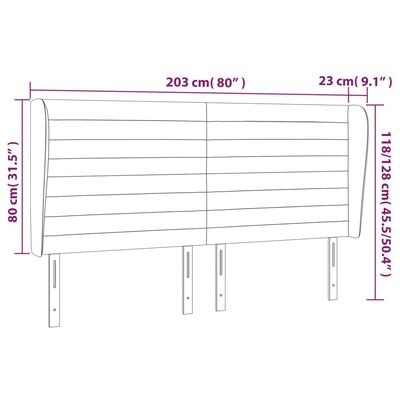 vidaXL Kopfteil mit Ohren Rosa 203x23x118/128 cm Samt