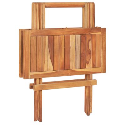 vidaXL 3-tlg. Bistro-Set mit Grünen Kissen Massivholz Teak