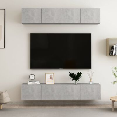 vidaXL TV-Schränke 4 Stk. Betongrau 80x30x30 cm Holzwerkstoff