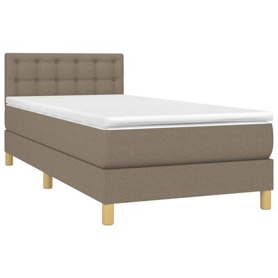 vidaXL Boxspringbett mit Matratze & LED Taupe 100x200 cm Stoff