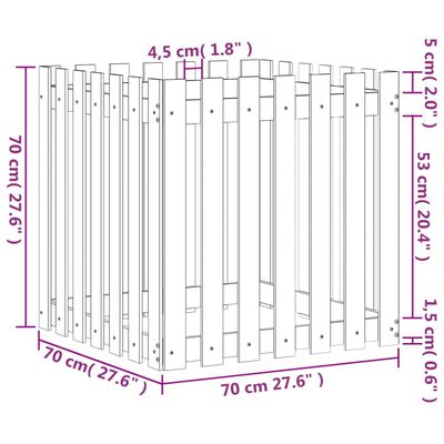 vidaXL Pflanzkübel Lattenzaun-Design 70x70x70 cm Massivholz Kiefer
