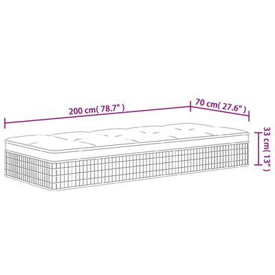 vidaXL Matratze Taschenfederkern Mittelfest 70x200 cm