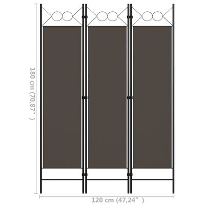 vidaXL 3-tlg. Raumteiler Anthrazit 120 x 180 cm