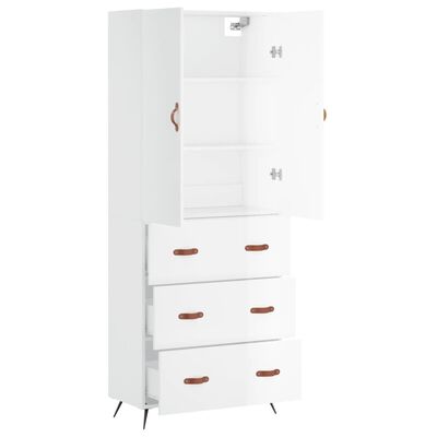 vidaXL Highboard Hochglanz-Weiß 69,5x34x180 cm Holzwerkstoff