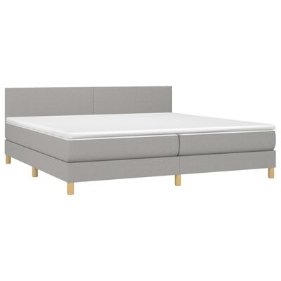 vidaXL Boxspringbett mit Matratze Hellgrau 200x200 cm Stoff