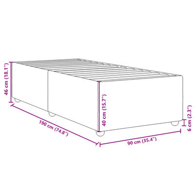 vidaXL Bettgestell Dunkelgrau 90x190 cm Stoff