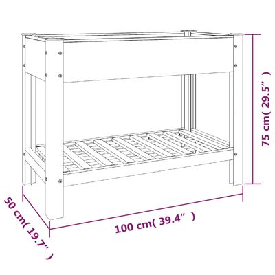 vidaXL Garten-Hochbeet mit Ablage Grau 100x50x75 cm WPC