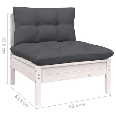 vidaXL 7-tlg. Garten-Lounge-Set mit Kissen Weiß Kiefer Massivholz