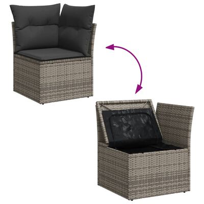 vidaXL 7-tlg. Garten-Sofagarnitur mit Kissen Grau Poly Rattan