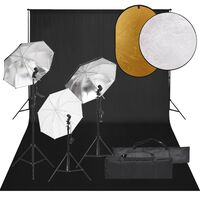 vidaXL Fotostudio-Set mit Beleuchtung, Hintergrund und Reflektor