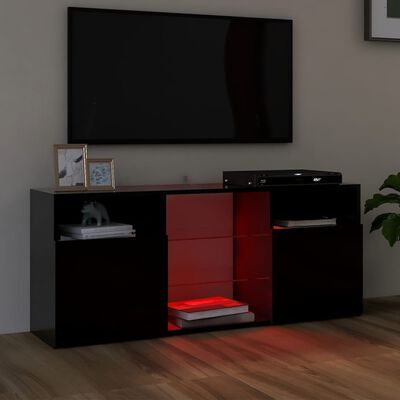 vidaXL TV-Schrank mit LED-Leuchten Schwarz 120x30x50 cm