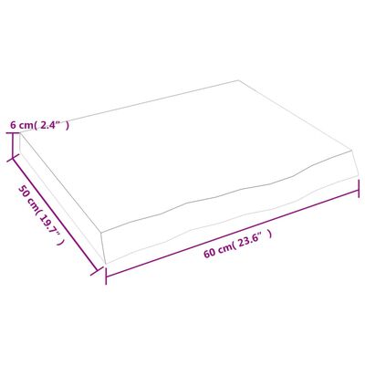 vidaXL Tischplatte Dunkelbraun 60x50x(2-6)cm Massivholz Eiche