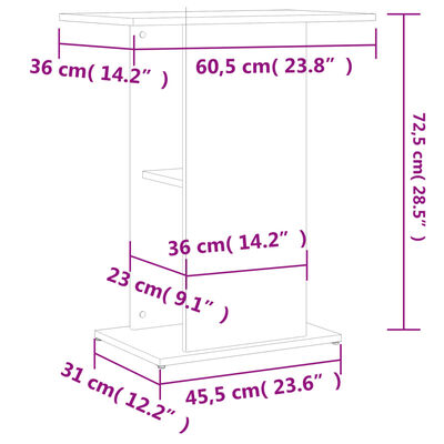 vidaXL Aquariumständer Weiß 60,5x36x72,5 cm Holzwerkstoff