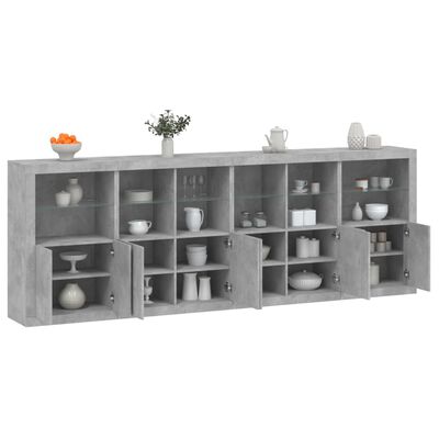 vidaXL Sideboard mit LED-Leuchten Betongrau 283x37x100 cm