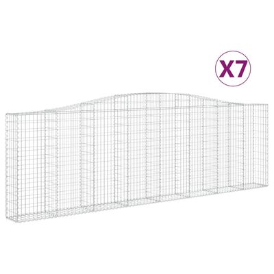 vidaXL Gabionen mit Hochbogen 7 Stk. 400x30x120/140cm Verzinktes Eisen