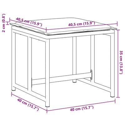 vidaXL Gartenhocker mit Kissen 4 Stk. Schwarz Stahl und Textilene