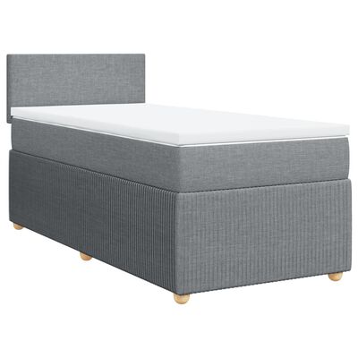 vidaXL Boxspringbett mit Matratze Hellgrau 100x200 cm Stoff