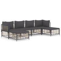 vidaXL 6-tlg. Garten-Lounge-Set mit Kissen Anthrazit Poly Rattan