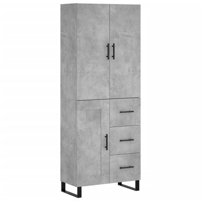 vidaXL Highboard Betongrau 69,5x34x180 cm Holzwerkstoff