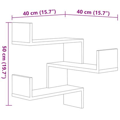 vidaXL Wand-Eckregale 2 Stk. Betongrau 40x40x50 cm Holzwerkstoff