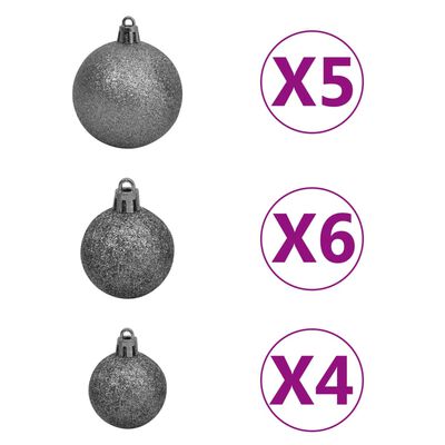 vidaXL Künstlicher Weihnachtsbaum Klappbar 150 LEDs & Kugeln 150 cm