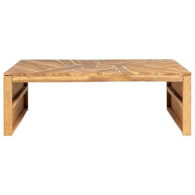 vidaXL Couchtisch Erosion Teak Massivholz 110x35x38 cm