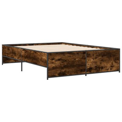 vidaXL Bettgestell Räuchereiche 120x200 cm Holzwerkstoff und Metall