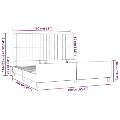 vidaXL Bettgestell ohne Matratze Dunkelblau 160x200 cm Samt