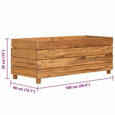 vidaXL Hochbeet 100x40x38 cm Teak Altholz und Stahl