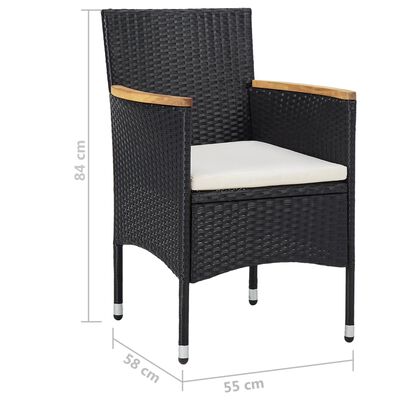 vidaXL 5-tlg. Garten-Essgruppe Poly Rattan und Massivholz Schwarz