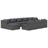 vidaXL 10-tlg. Garten-Lounge-Set mit Kissen Grau Poly Rattan