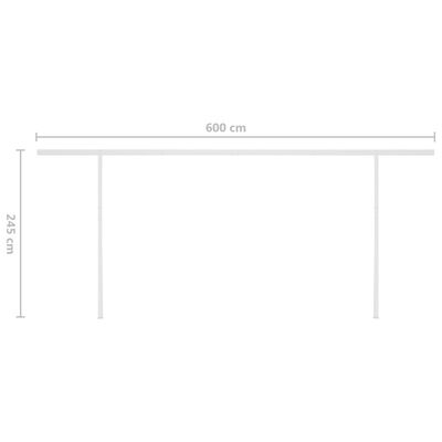 vidaXL Markise Manuell Einziehbar mit LED 6x3 m Creme