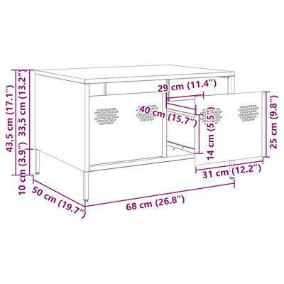 vidaXL TV-Schrank Weiß 68x50x43,5 cm Kaltgewalzter Stahl