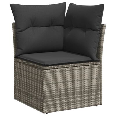 vidaXL 14-tlg. Garten-Sofagarnitur mit Kissen Grau Poly Rattan