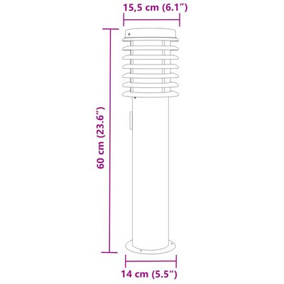 vidaXL Wegeleuchte mit Steckdose Silbern 60 cm Edelstahl