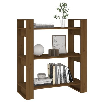 vidaXL Bücherregal/Raumteiler Honigbraun 80x35x91 cm Massivholz