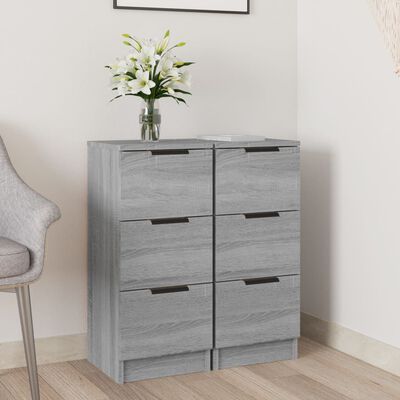 vidaXL Sideboards 2 Stk. Grau Sonoma 30x30x70 cm Holzwerkstoff