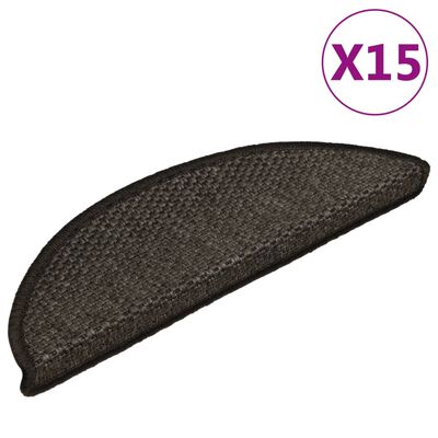 vidaXL Treppenmatten Selbstklebend Sisal 15 Stk. 56x17x3 cm Anthrazit