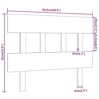 vidaXL Kopfteil Schwarz 93,5x3x81 cm Massivholz Kiefer