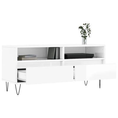 vidaXL TV-Schrank Hochglanz-Weiß 100x34,5x44,5 cm Holzwerkstoff