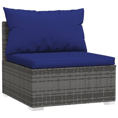 vidaXL 9-tlg. Garten-Lounge-Set mit Kissen Grau Poly Rattan