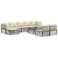 vidaXL 10-tlg. Garten-Lounge-Set mit Kissen Anthrazit Poly Rattan