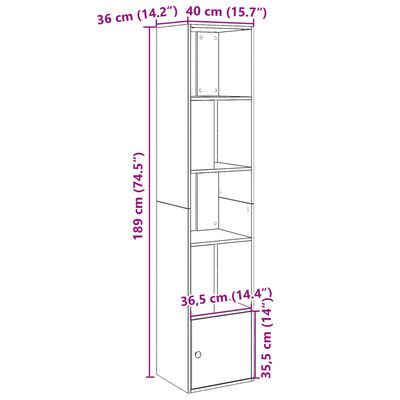 vidaXL Bücherregal Räuchereiche 40x36x189 cm Holzwerkstoff