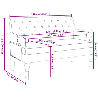 vidaXL Sitzbank mit Rückenlehne Dunkelgrün 120x62x75,5 cm Stoff