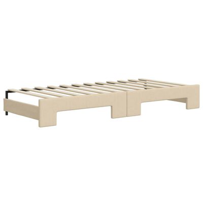 vidaXL Tagesbett Ausziehbar mit Schubladen Creme 100x200 cm Stoff