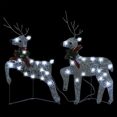 vidaXL Rentier mit Schlitten Weihnachtsdekoration 140 LEDs Silbern