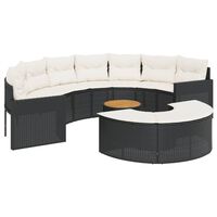 vidaXL 3-tlg. Garten-Sofagarnitur Halbrund Schwarz Poly-Rattan