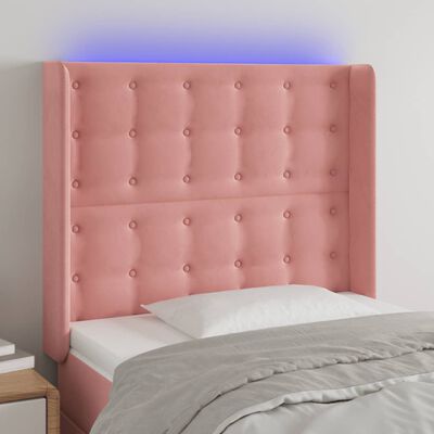 vidaXL LED Kopfteil Rosa 103x16x118/128 cm Samt