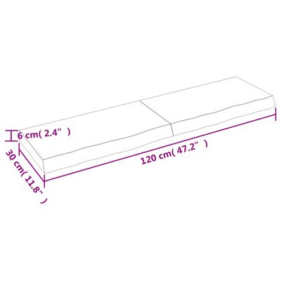 vidaXL Wandregal Dunkelbraun 120x30x(2-6)cm Massivholz Eiche Behandelt