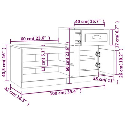 vidaXL Schuhschrank Hochglanz-Weiß 100x42x60 cm Holzwerkstoff